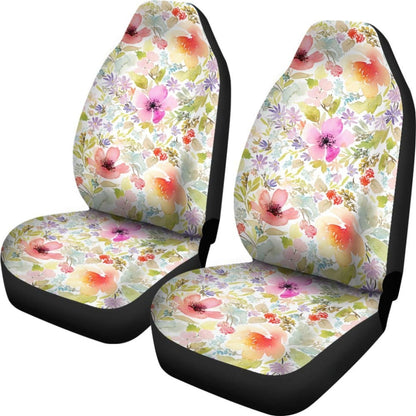 Colorful Pink Watercolor Floral Car Seat Covers
