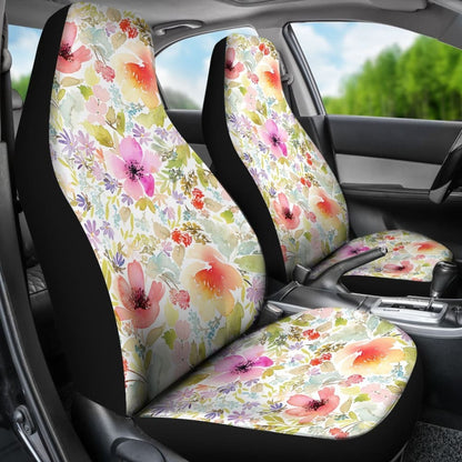 Colorful Pink Watercolor Floral Car Seat Covers