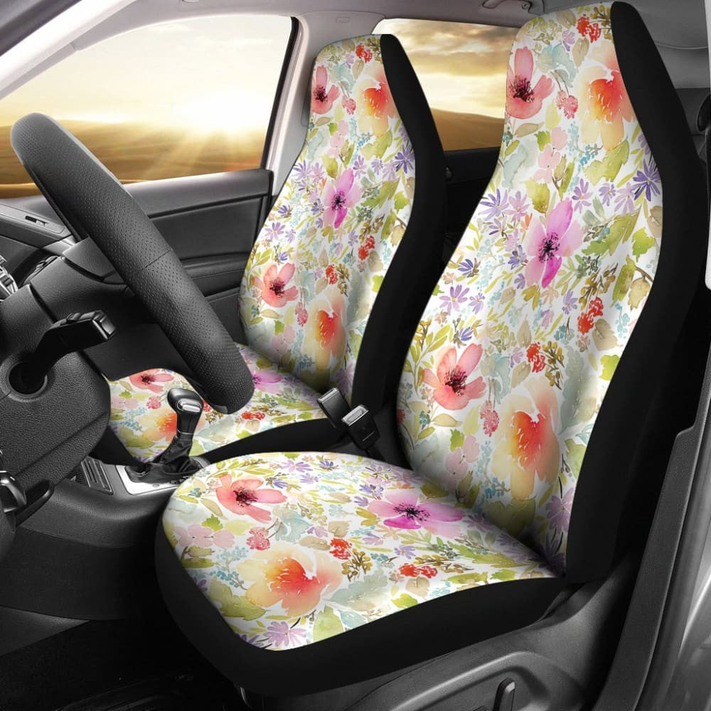 Colorful Pink Watercolor Floral Car Seat Covers