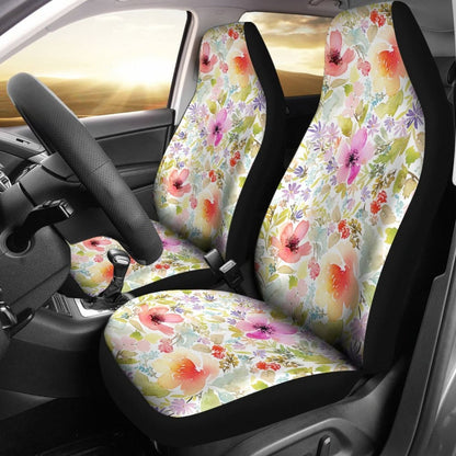 Colorful Pink Watercolor Floral Car Seat Covers