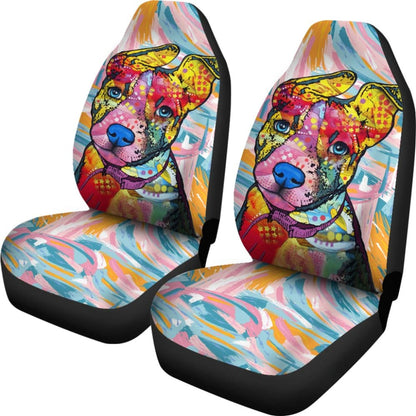 Colorful Painting Pitbull Car Seat Covers