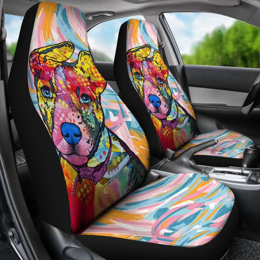 Colorful Painting Pitbull Car Seat Covers