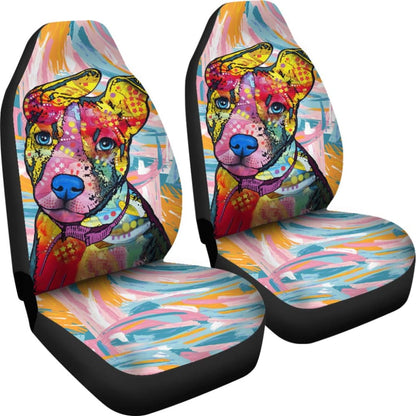 Colorful Painting Pitbull Car Seat Covers