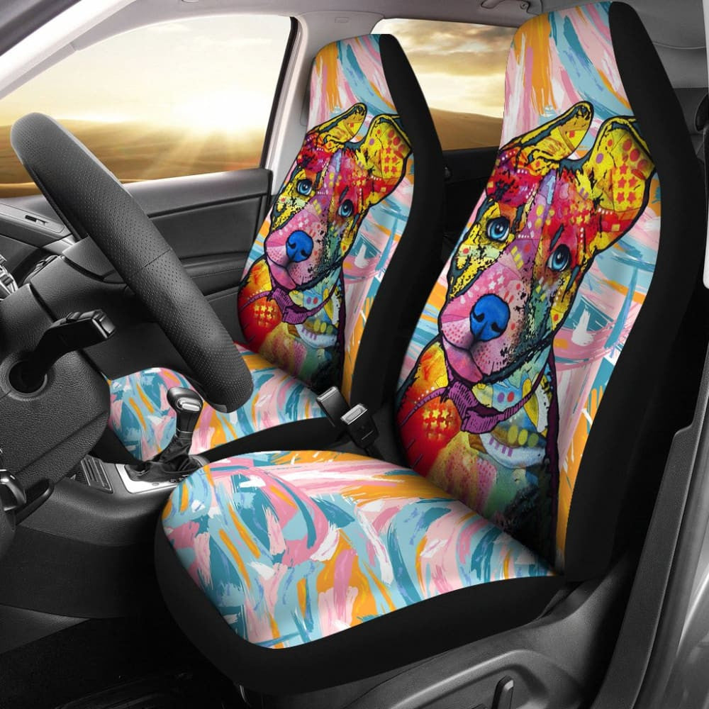Colorful Painting Pitbull Car Seat Covers