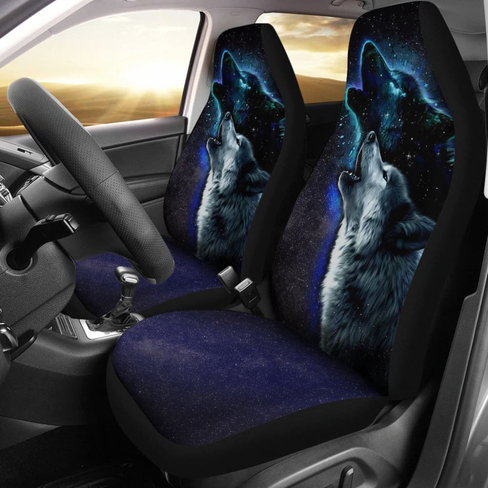 Amazing Galaxy Wolf And Star Car Seat Covers