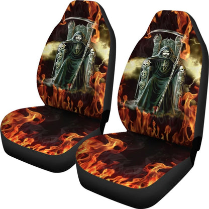 Flaming Grim Reaper Fire Car Seat Covers