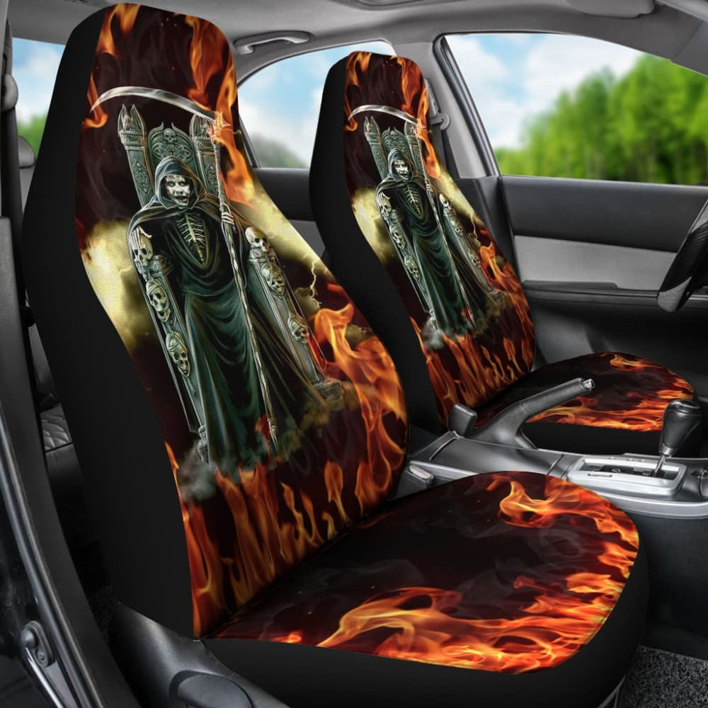 Flaming Grim Reaper Fire Car Seat Covers