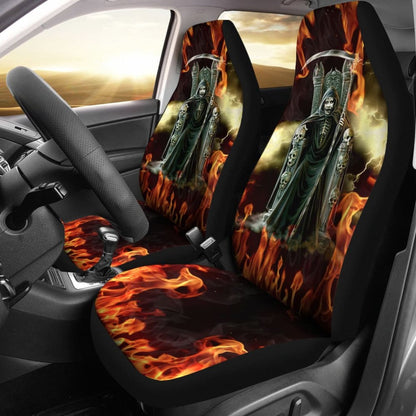 Flaming Grim Reaper Fire Car Seat Covers