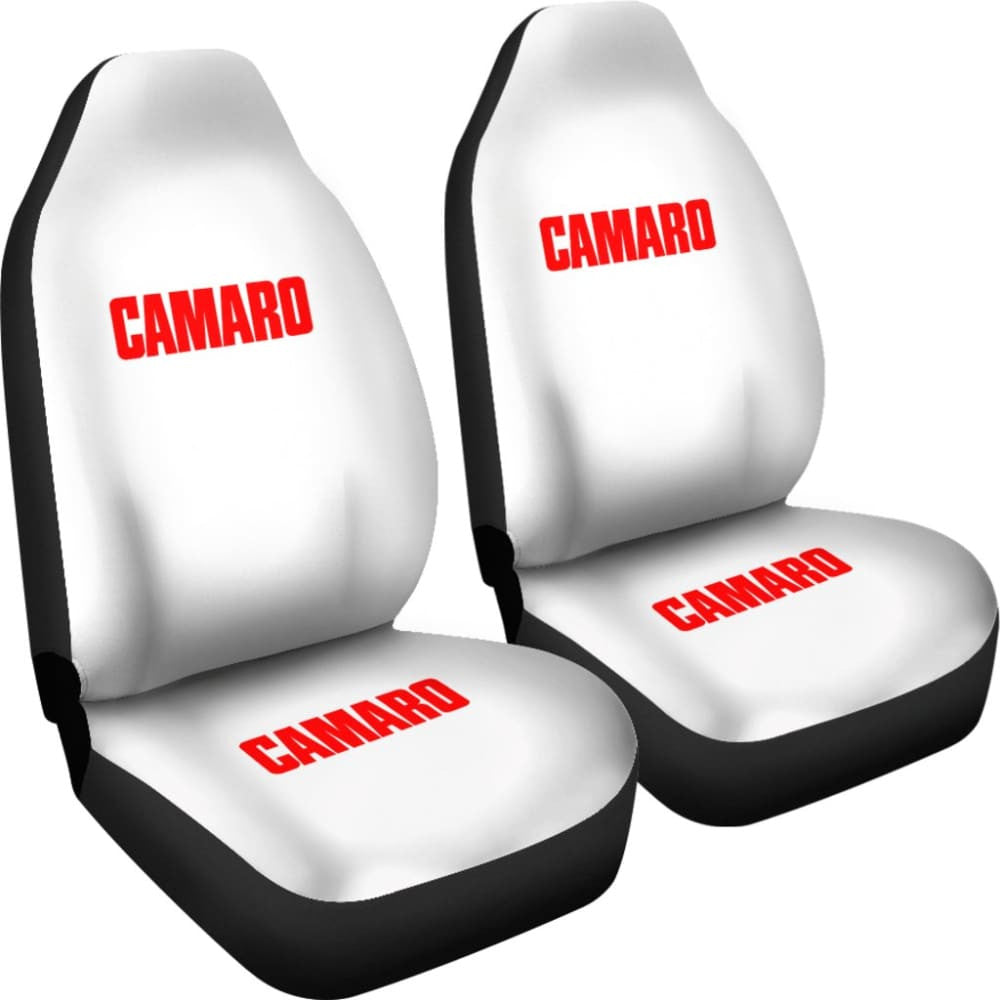 White Camaro Red Letter Car Seat Covers