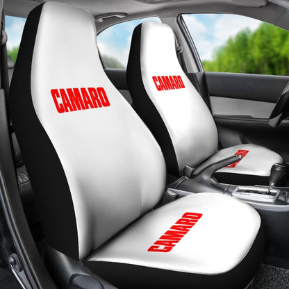 White Camaro Red Letter Car Seat Covers