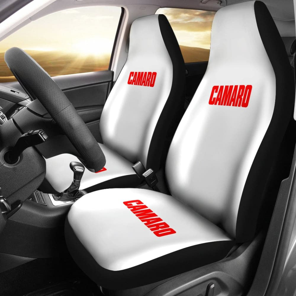 White Camaro Red Letter Car Seat Covers