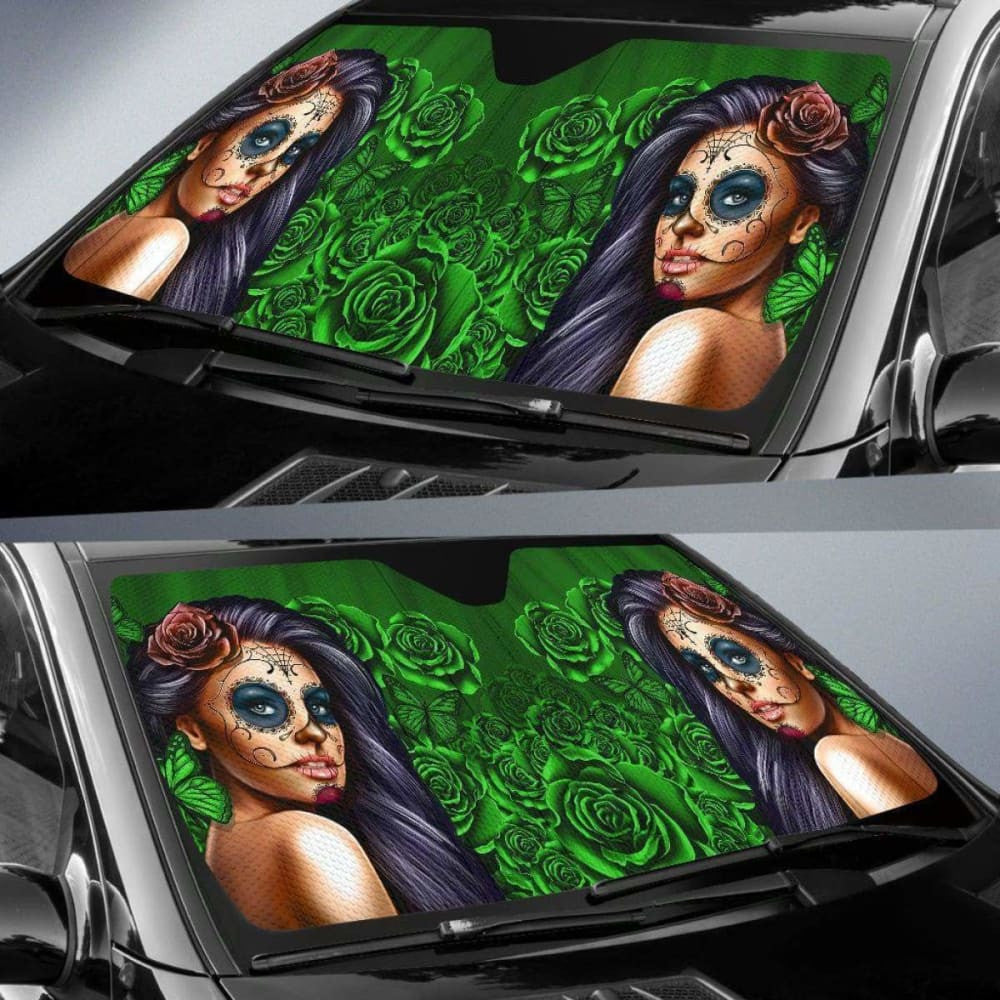Calavera Girl - Green - Auto Sun Shade