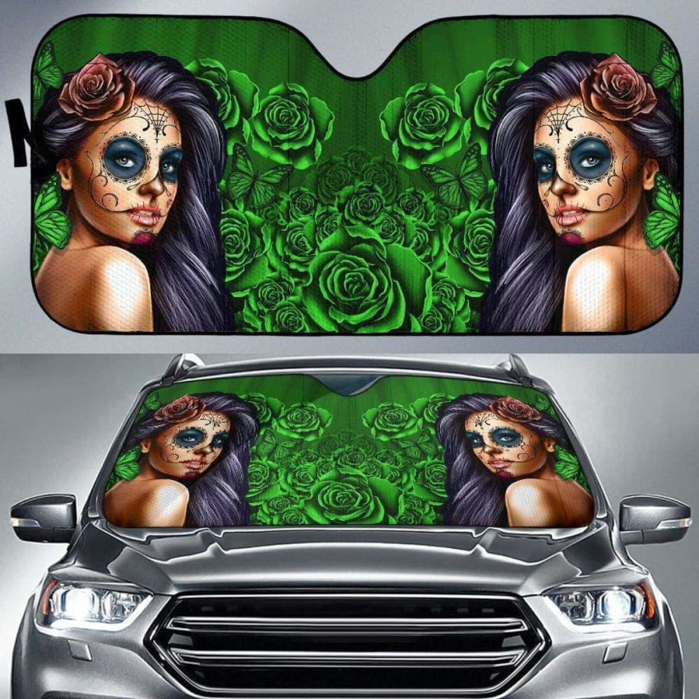 Calavera Girl - Green - Auto Sun Shade