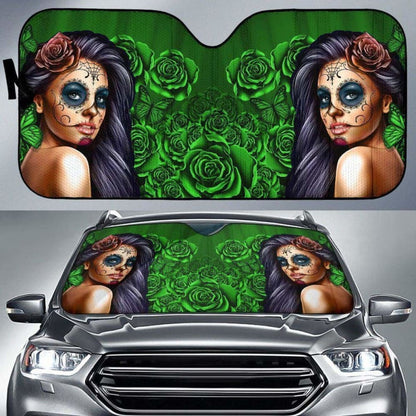 Calavera Girl - Green - Auto Sun Shade