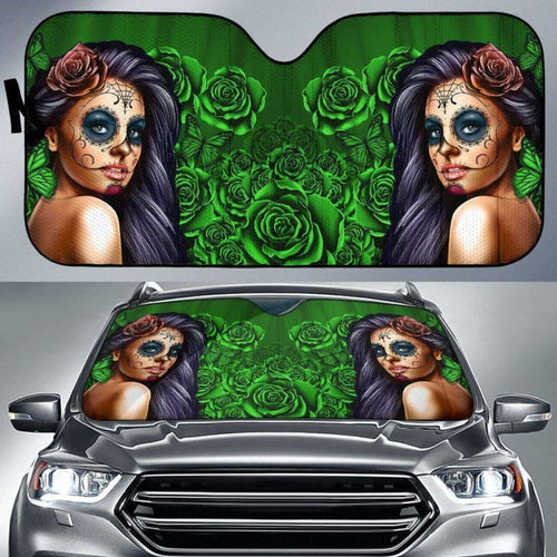 Calavera Girl - Green - Auto Sun Shade