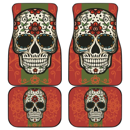 Sugar Skull Orange Green Car Mat