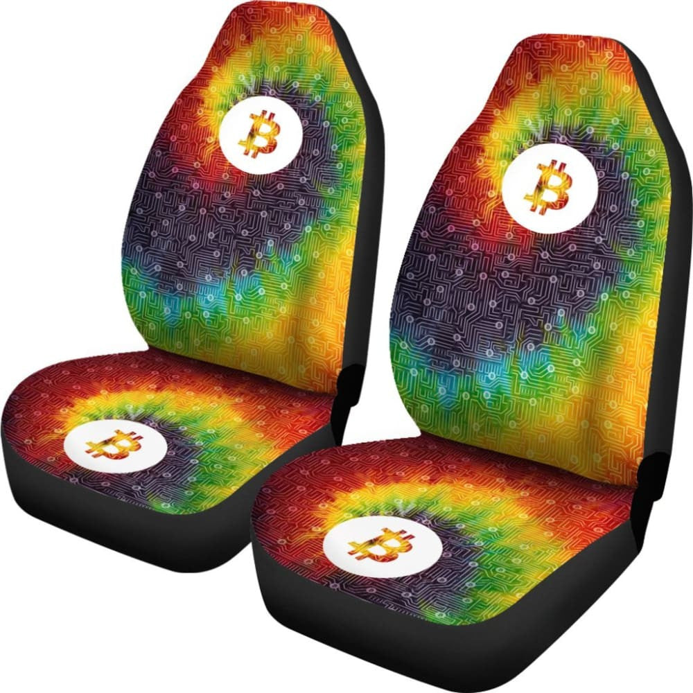 Bitcoin Circuit Board Car Seat Covers - Tie Dye