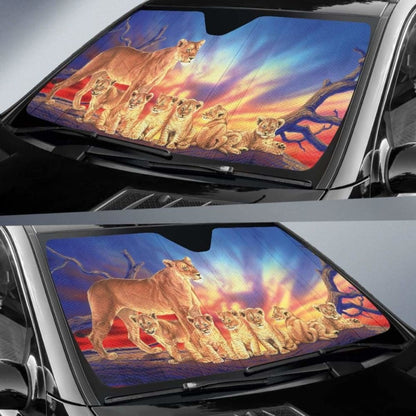 Car Sun Shades With Lion Family Print