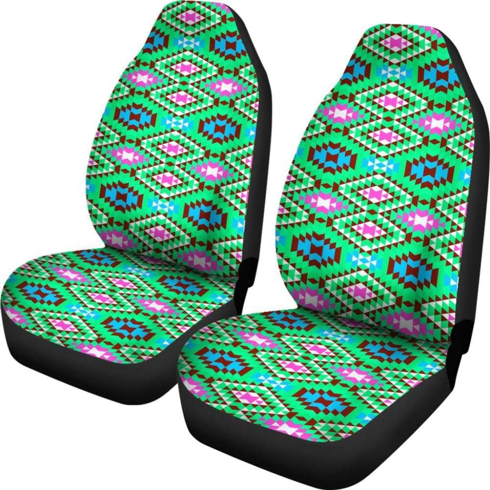 Colorful Pastel Teal And Pink Aztec Design Car Seat Covers
