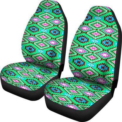 Colorful Pastel Teal And Pink Aztec Design Car Seat Covers