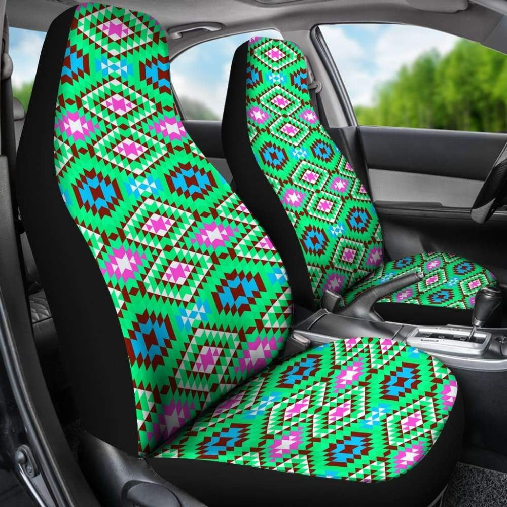 Colorful Pastel Teal And Pink Aztec Design Car Seat Covers