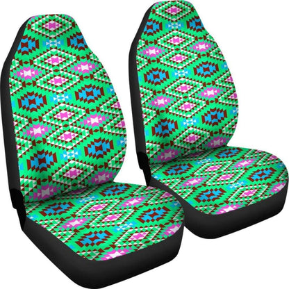 Colorful Pastel Teal And Pink Aztec Design Car Seat Covers