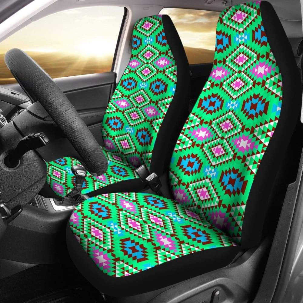 Colorful Pastel Teal And Pink Aztec Design Car Seat Covers