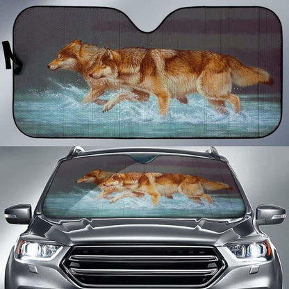 Car Sun Shade With Wolf Print