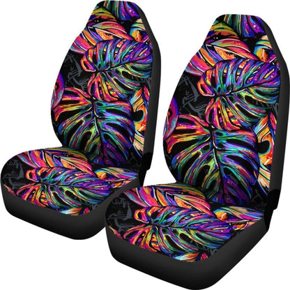 Car Seat Covers Polynesian Palm Leaves Neon Color