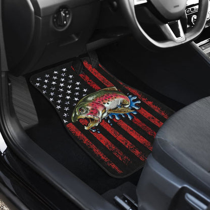 Brook Trout Fishing American Flag Car Floor Mats