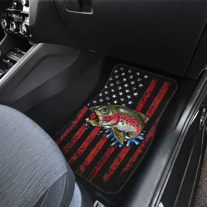 Brook Trout Fishing American Flag Car Floor Mats