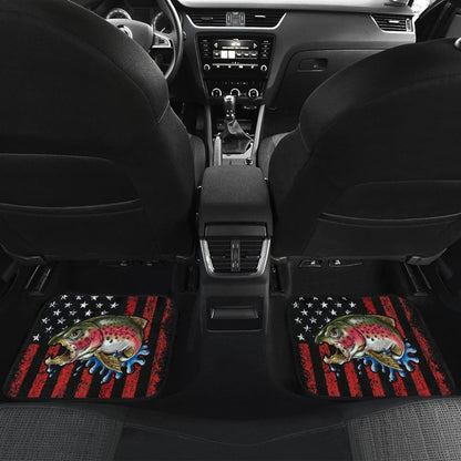 Brook Trout Fishing American Flag Car Floor Mats