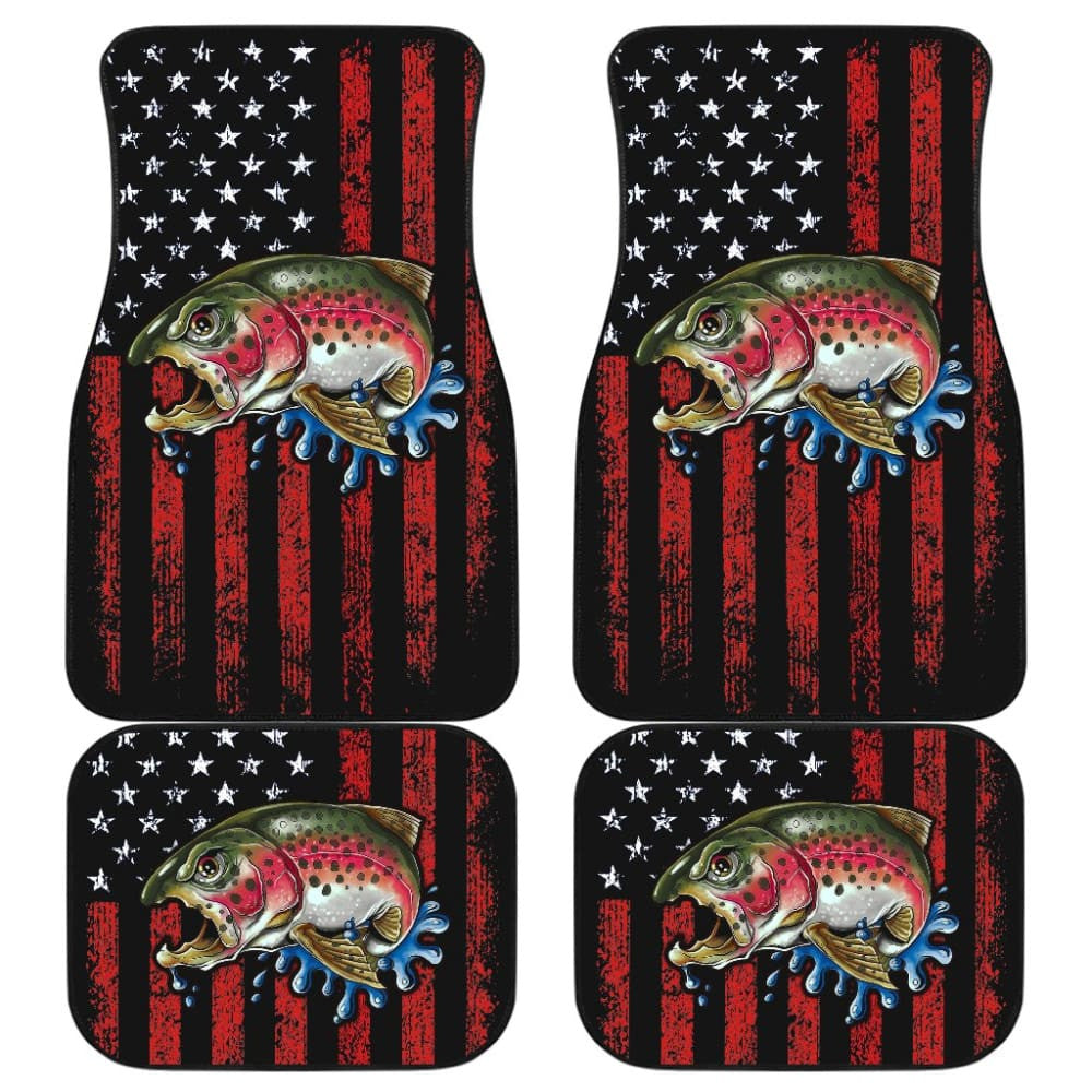 Brook Trout Fishing American Flag Car Floor Mats