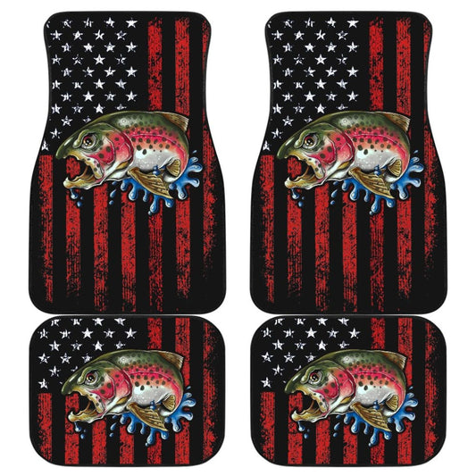 Brook Trout Fishing American Flag Car Floor Mats