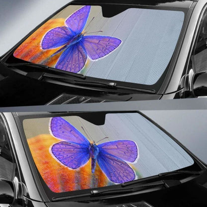 Blue Butterfly Macro Hd Car Sun Shade