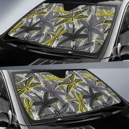Hand Drawn Dragonfly Pattern Car Auto Sun Shades