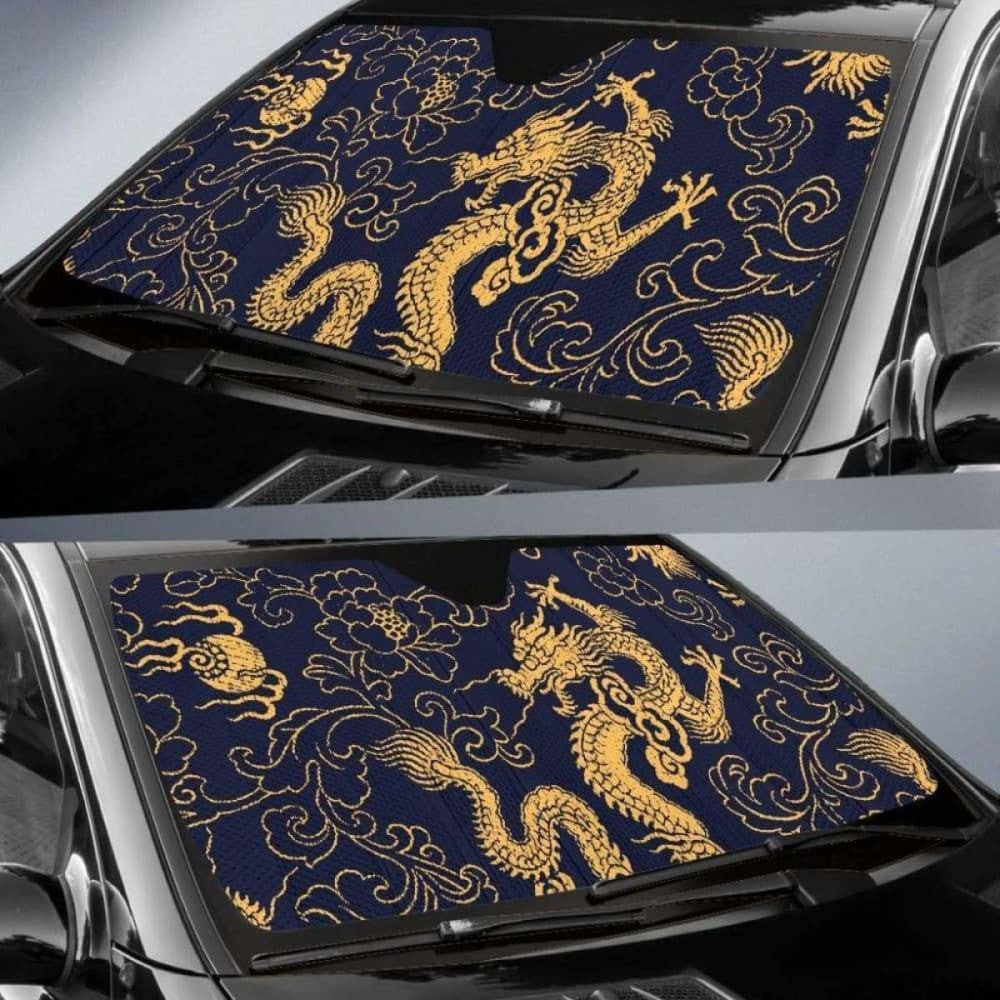 Gold Dragon Pattern Car Auto Sun Shades