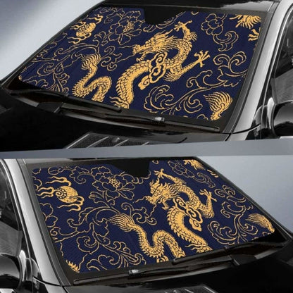 Gold Dragon Pattern Car Auto Sun Shades