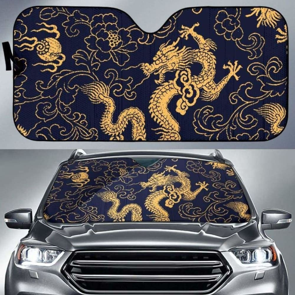 Gold Dragon Pattern Car Auto Sun Shades
