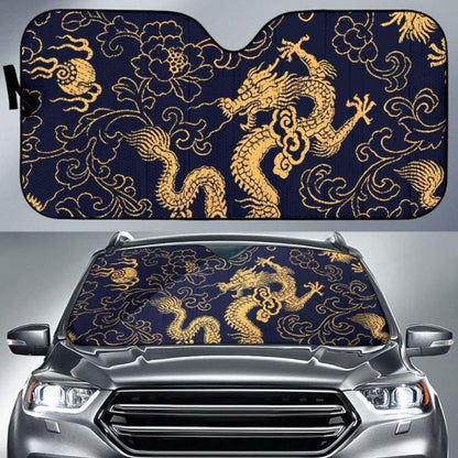 Gold Dragon Pattern Car Auto Sun Shades