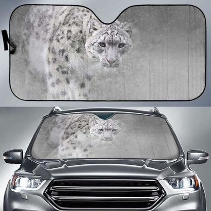 Snow Leopard Car Sun Shade