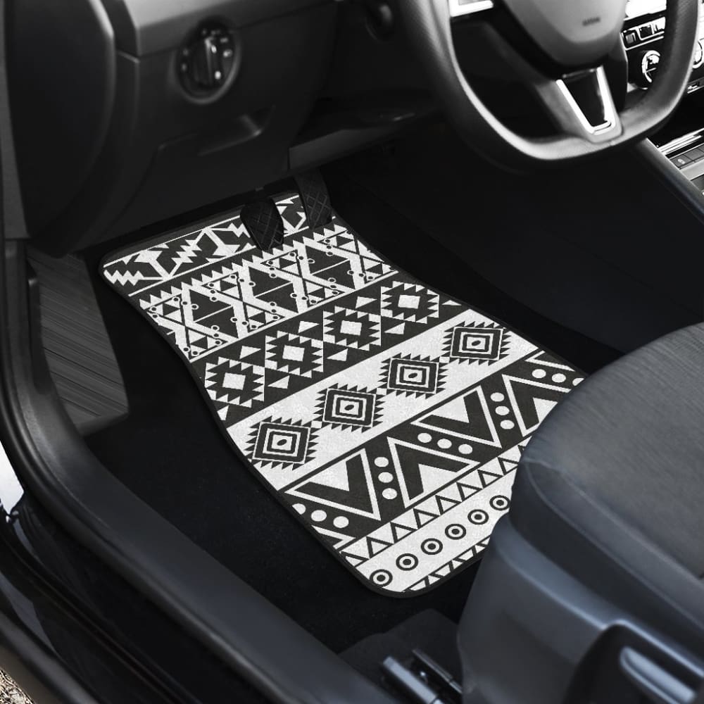 Aztec Pattern Black And White Car Mat