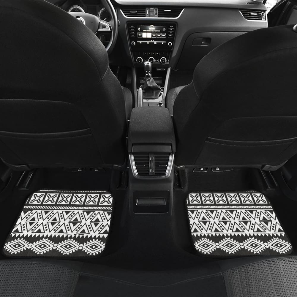 Aztec Pattern Black And White Car Mat