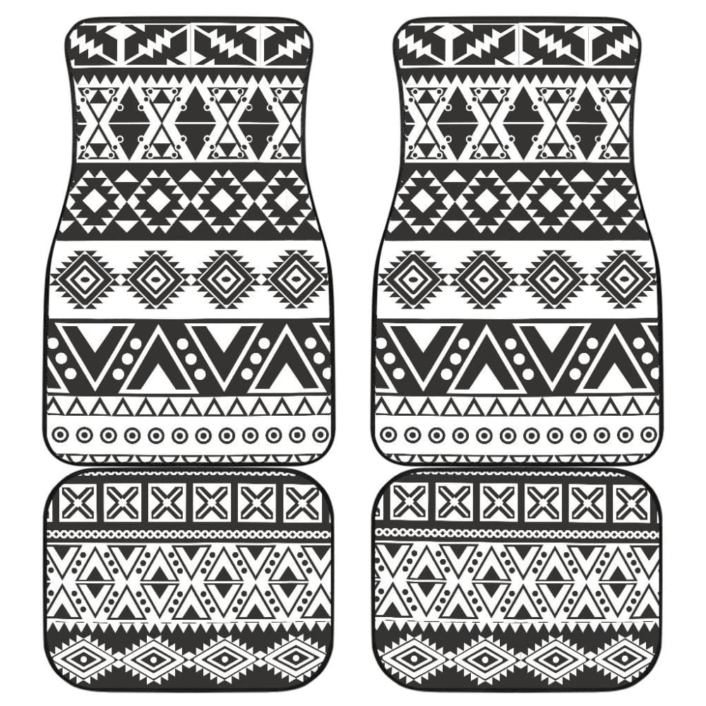 Aztec Pattern Black And White Car Mat
