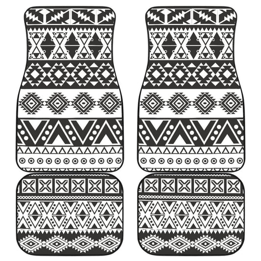 Aztec Pattern Black And White Car Mat