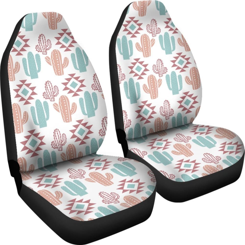 Pastel Rose And Turquoise Cactus Boho Cactus Pattern Car Seat Covers Set