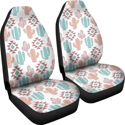 Pastel Rose And Turquoise Cactus Boho Cactus Pattern Car Seat Covers Set