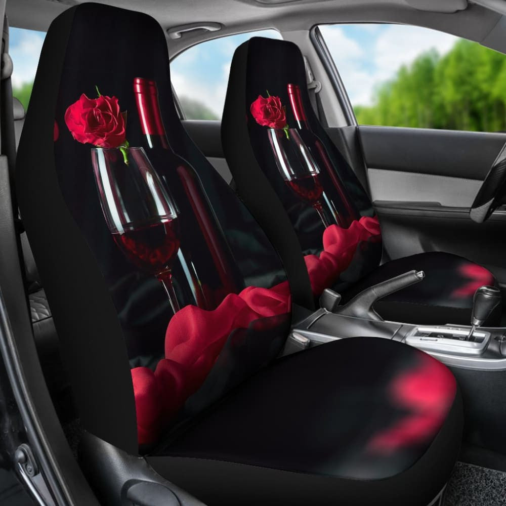 Romatic Couple Red Wine for Wine Lovers Car Seat Covers