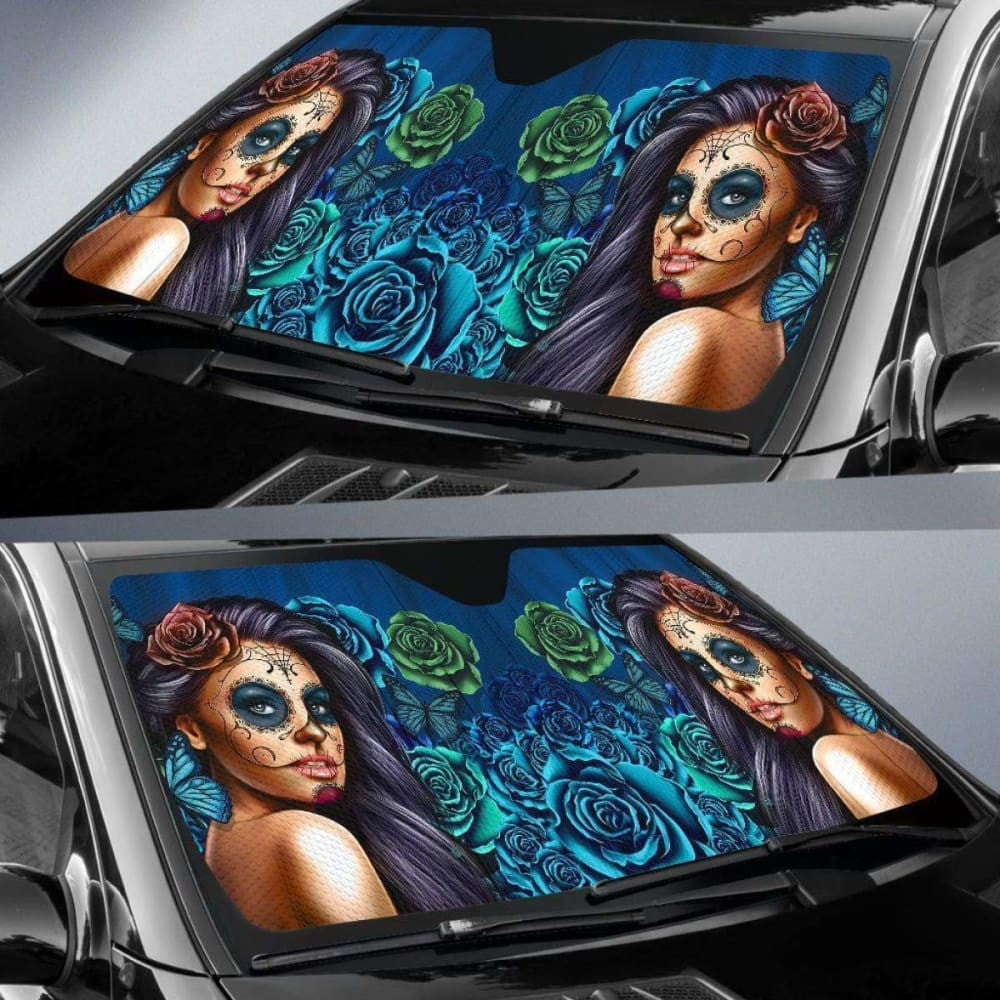 Calavera Girl - Blue - Auto Sun Shade