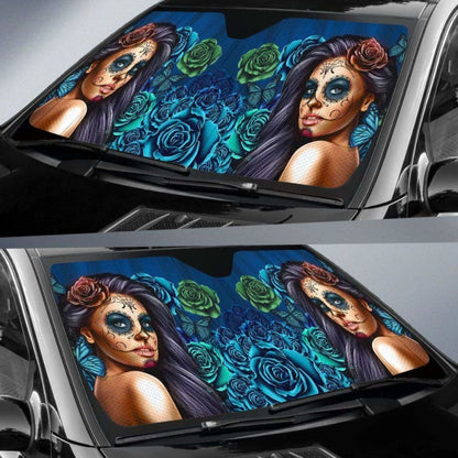 Calavera Girl - Blue - Auto Sun Shade